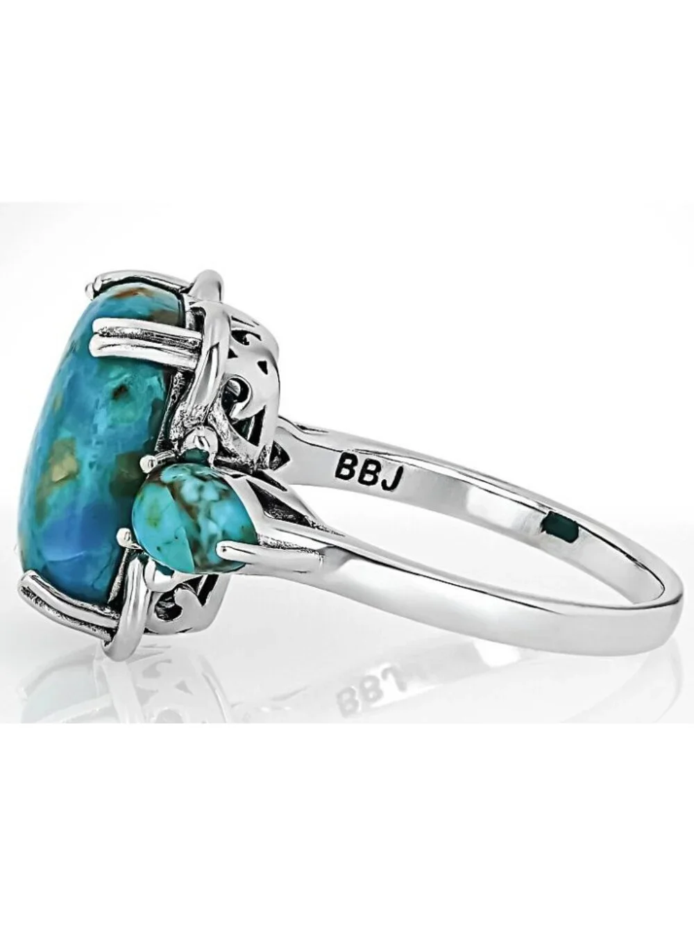 JTV Blue Turquoise Sterling Silver Ring Sterling Silver Size 7 Signed BBJ